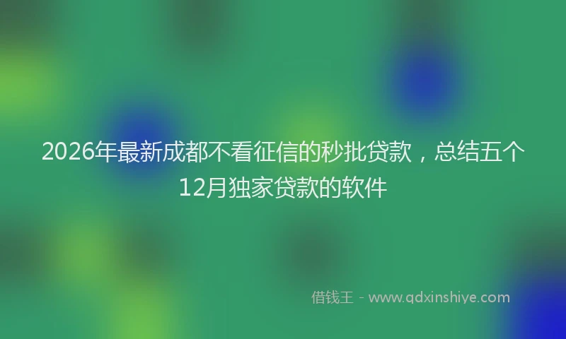 2026年最新成都不看征信的秒批贷款,总结五个12月独家贷款的软件