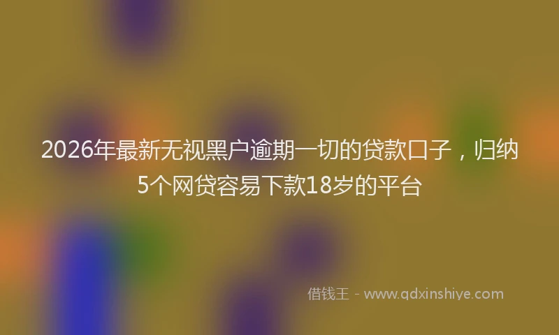 2026年最新无视黑户逾期一切的贷款口子，归纳5个网贷容易下款18岁的平台