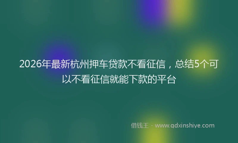 2026年最新杭州押车贷款不看征信，总结5个可以不看征信就能下款的平台