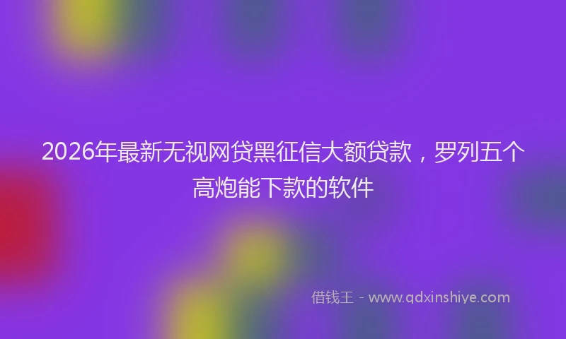 2026年最新无视网贷黑征信大额贷款，罗列五个高炮能下款的软件