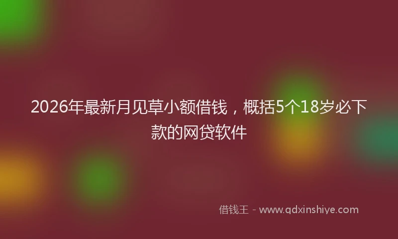 2026年最新月见草小额借钱，概括5个18岁必下款的网贷软件