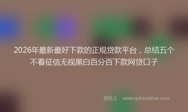 2026年最新最好下款的正规贷款平台，总结五个不看征信无视黑白百分百下款网贷口子