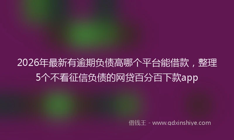 2026年最新有逾期负债高哪个平台能借款，整理5个不看征信负债的网贷百分百下款app