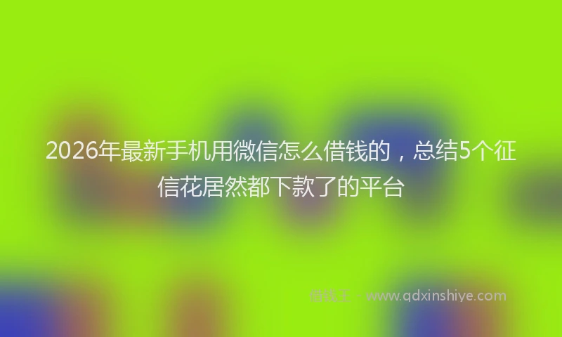 2026年最新手机用微信怎么借钱的，总结5个征信花居然都下款了的平台