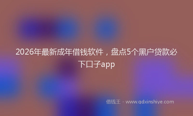 2026年最新成年借钱软件,盘点5个黑户贷款必下口子app