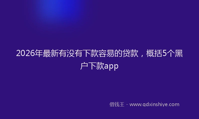 2026年最新有没有下款容易的贷款，概括5个黑户下款app