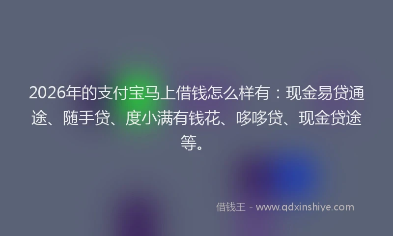 2026年的支付宝马上借钱怎么样有：现金易贷通途、随手贷、度小满有钱花、哆哆贷、现金贷途等。