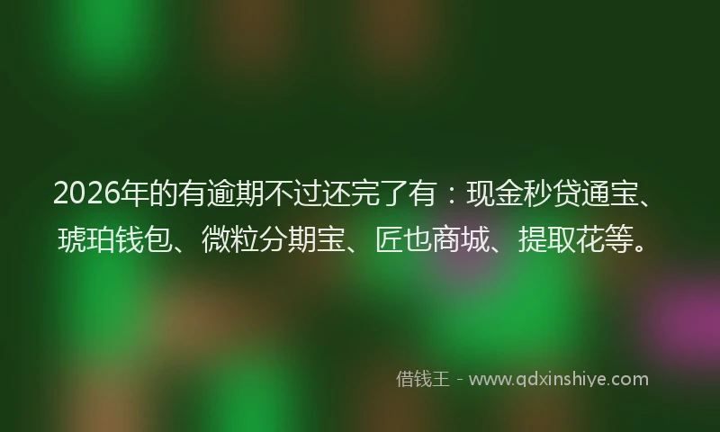 2026年的有逾期不过还完了有：现金秒贷通宝、琥珀钱包、微粒分期宝、匠也商城、提取花等。
