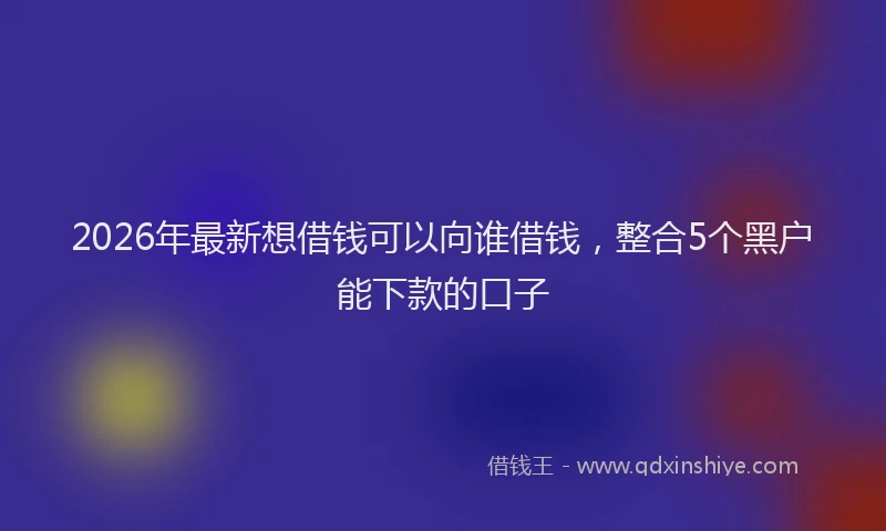 2026年最新想借钱可以向谁借钱，整合5个黑户能下款的口子