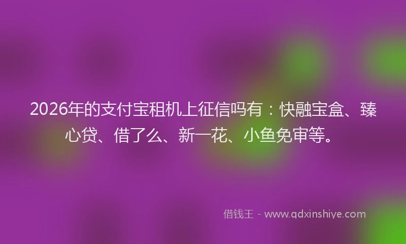 2026年的支付宝租机上征信吗有：快融宝盒、臻心贷、借了么、新一花、小鱼免审等。