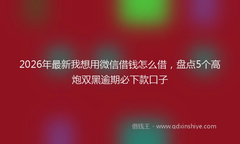 2026年最新我想用微信借钱怎么借，盘点5个高炮双黑逾期必下款口子