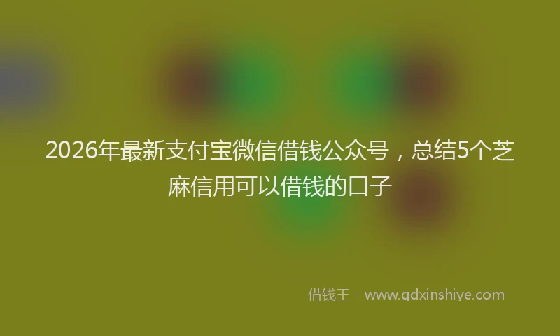 2026年最新支付宝微信借钱公众号，总结5个芝麻信用可以借钱的口子