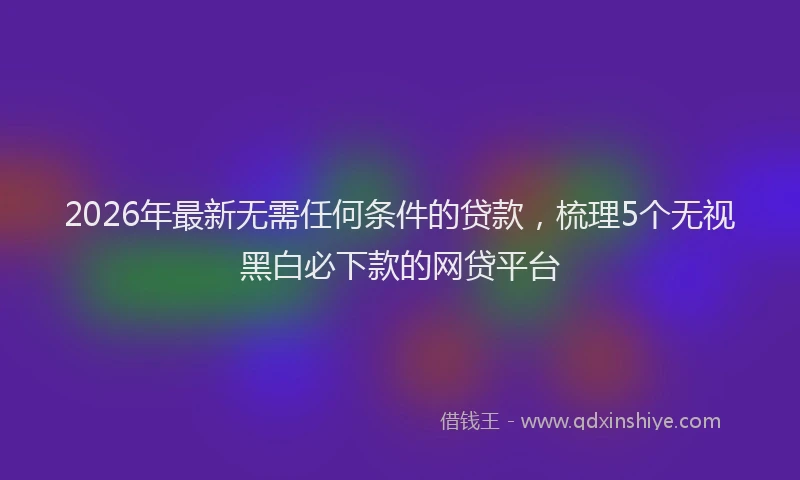 2026年最新无需任何条件的贷款，梳理5个无视黑白必下款的网贷平台