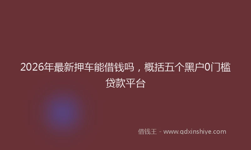 2026年最新押车能借钱吗，概括五个黑户0门槛贷款平台
