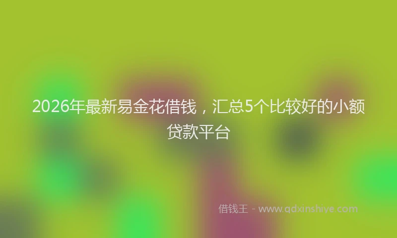 2026年最新易金花借钱，汇总5个比较好的小额贷款平台