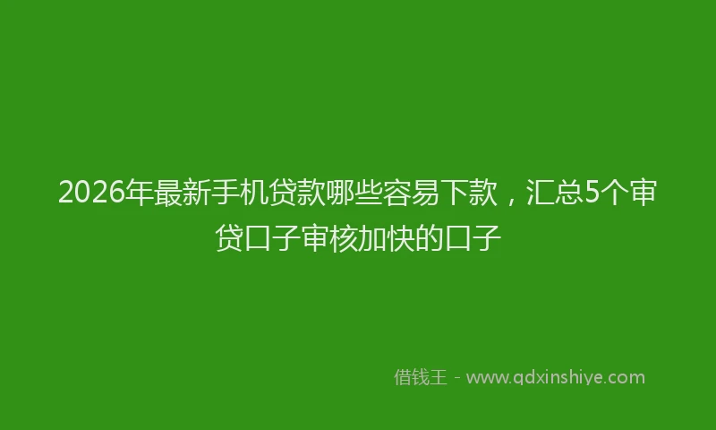 2026年最新手机贷款哪些容易下款，汇总5个审贷口子审核加快的口子