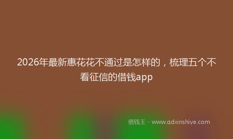 2026年最新惠花花不通过是怎样的，梳理五个不看征信的借钱app