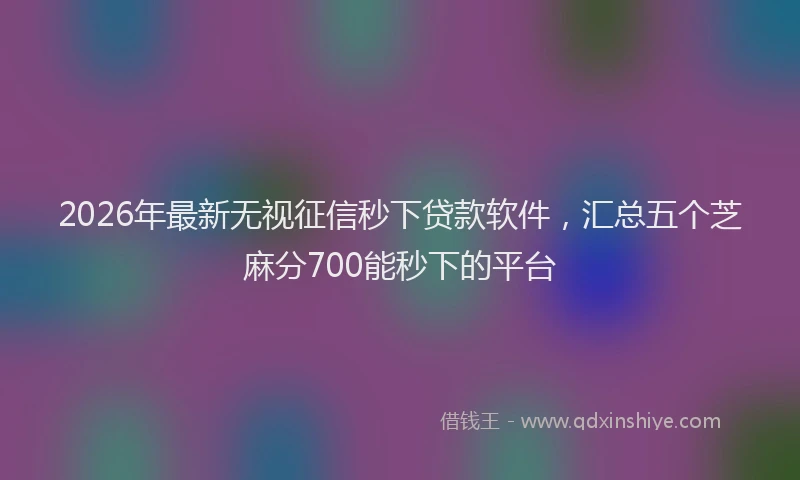 2026年最新无视征信秒下贷款软件，汇总五个芝麻分700能秒下的平台