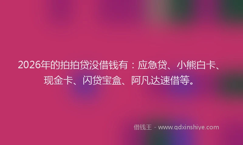 2026年的拍拍贷没借钱有：应急贷、小熊白卡、现金卡、闪贷宝盒、阿凡达速借等。