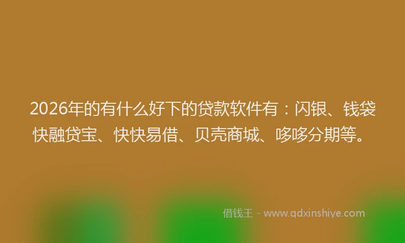 2026年的有什么好下的贷款软件有：闪银、钱袋快融贷宝、快快易借、贝壳商城、哆哆分期等。