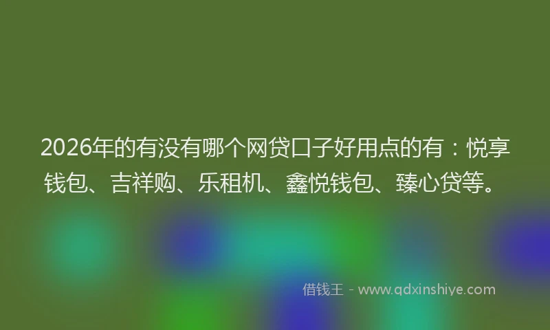 2026年的有没有哪个网贷口子好用点的有：悦享钱包、吉祥购、乐租机、鑫悦钱包、臻心贷等。