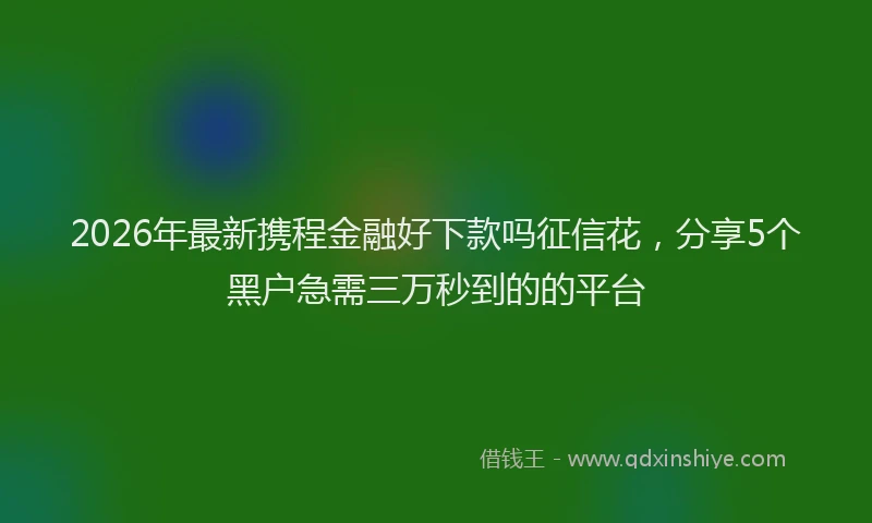 2026年最新携程金融好下款吗征信花，分享5个黑户急需三万秒到的的平台