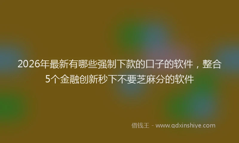 2026年最新有哪些强制下款的口子的软件，整合5个金融创新秒下不要芝麻分的软件