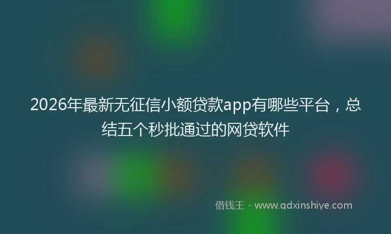 2026年最新无征信小额贷款app有哪些平台，总结五个秒批通过的网贷软件