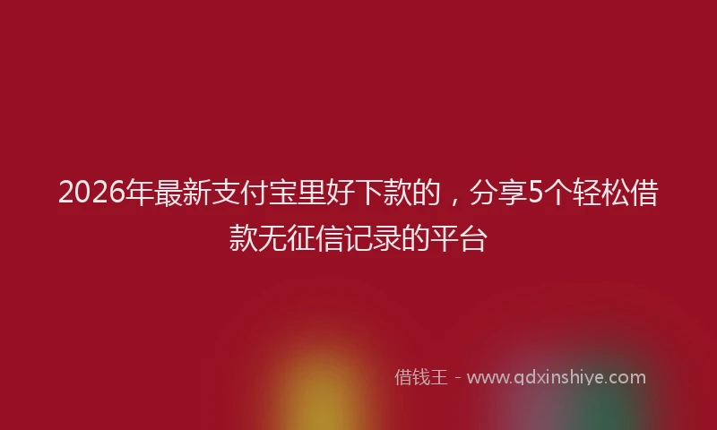 2026年最新支付宝里好下款的，分享5个轻松借款无征信记录的平台