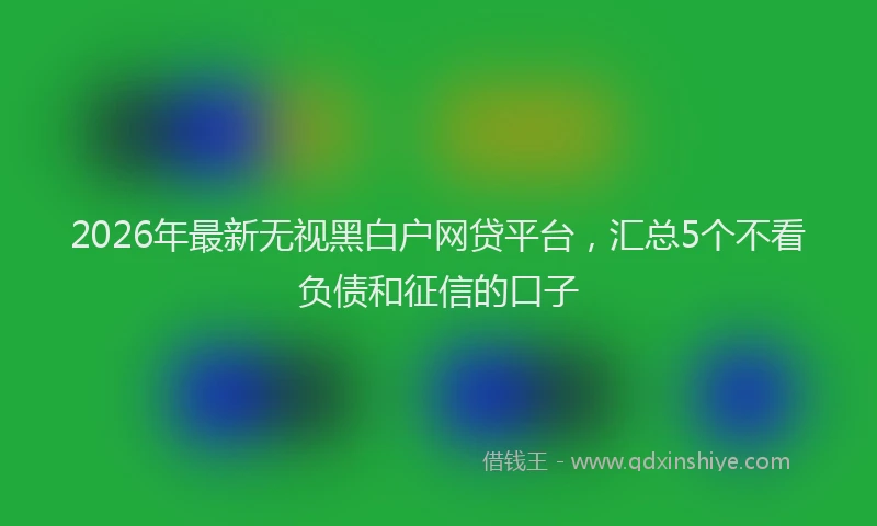 2026年最新无视黑白户网贷平台,汇总5个不看负债和征信的口子