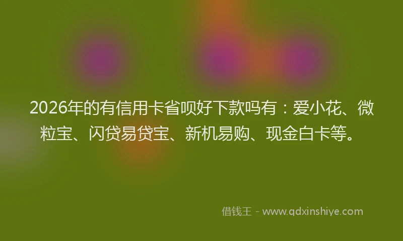 2026年的有信用卡省呗好下款吗有：爱小花、微粒宝、闪贷易贷宝、新机易购、现金白卡等。