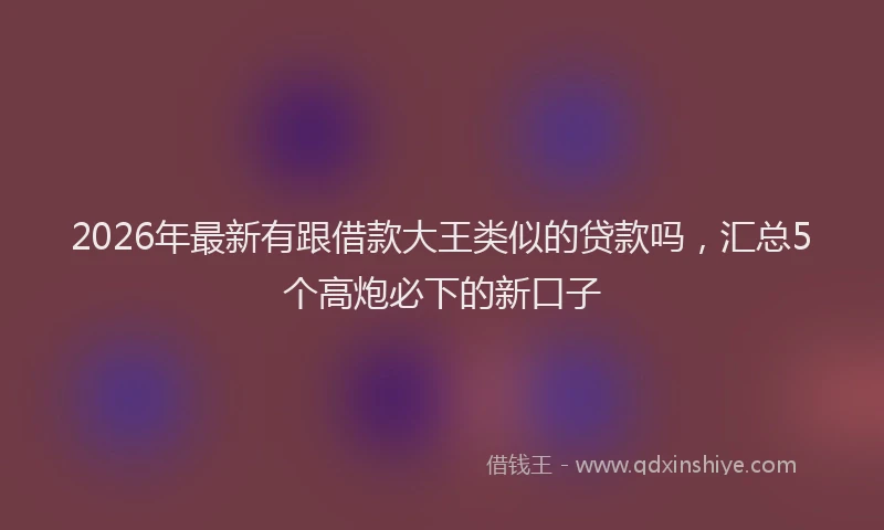 2026年最新有跟借款大王类似的贷款吗，汇总5个高炮必下的新口子