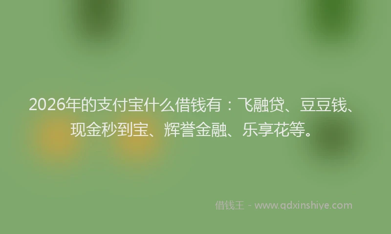 2026年的支付宝什么借钱有：飞融贷、豆豆钱、现金秒到宝、辉誉金融、乐享花等。