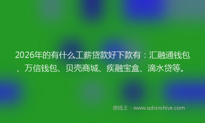 2026年的有什么工薪贷款好下款有：汇融通钱包、万信钱包、贝壳商城、疾融宝盒、滴水贷等。