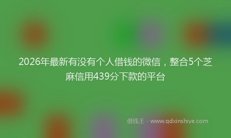 2026年最新有没有个人借钱的微信，整合5个芝麻信用439分下款的平台