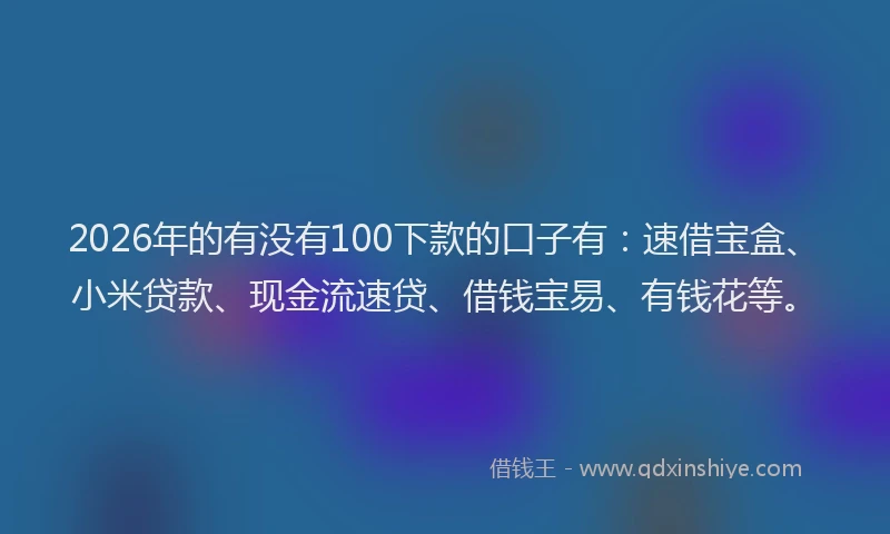 2026年的有没有100下款的口子有：速借宝盒、小米贷款、现金流速贷、借钱宝易、有钱花等。