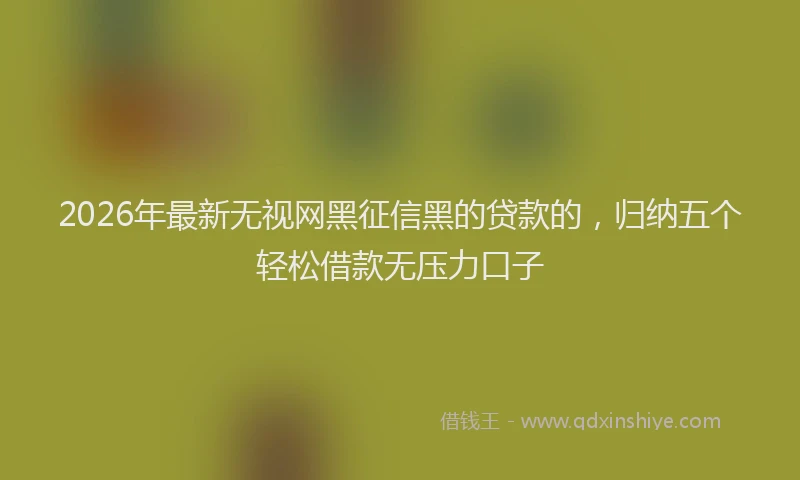 2026年最新无视网黑征信黑的贷款的，归纳五个轻松借款无压力口子
