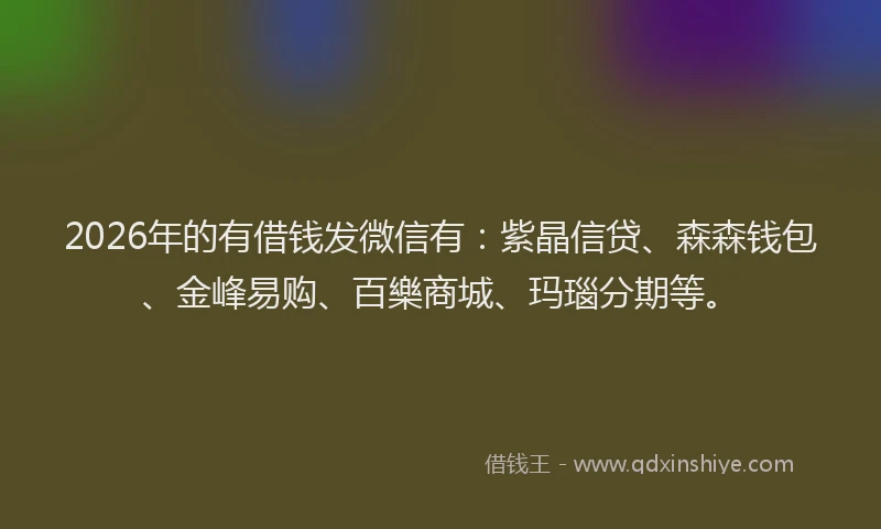 2026年的有借钱发微信有：紫晶信贷、森森钱包、金峰易购、百樂商城、玛瑙分期等。