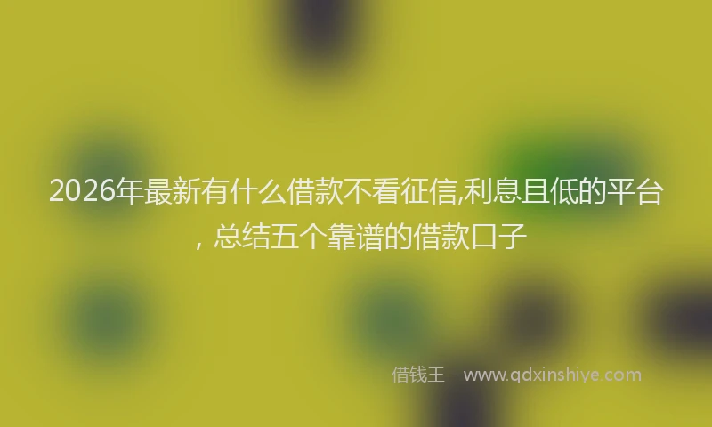 2026年最新有什么借款不看征信,利息且低的平台，总结五个靠谱的借款口子