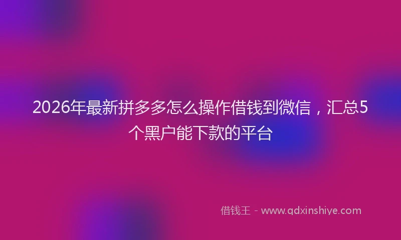 2026年最新拼多多怎么操作借钱到微信，汇总5个黑户能下款的平台