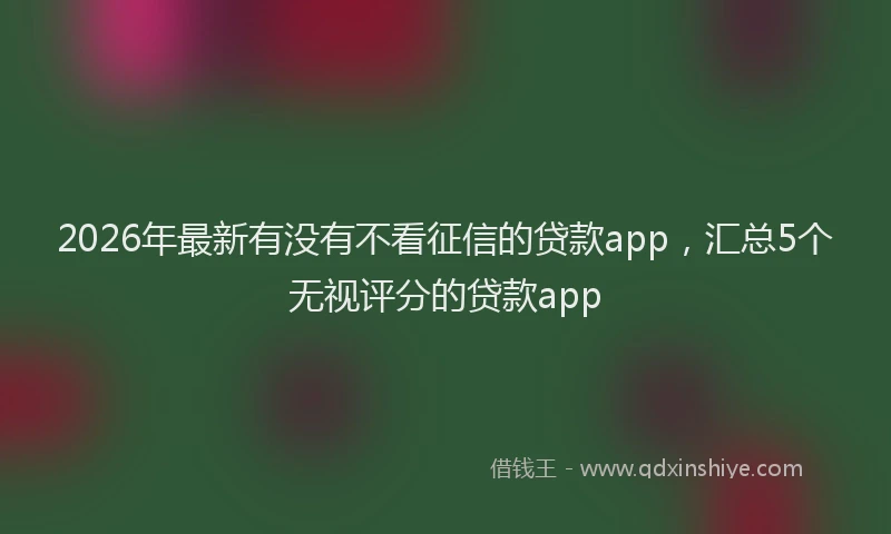 2026年最新有没有不看征信的贷款app，汇总5个无视评分的贷款app
