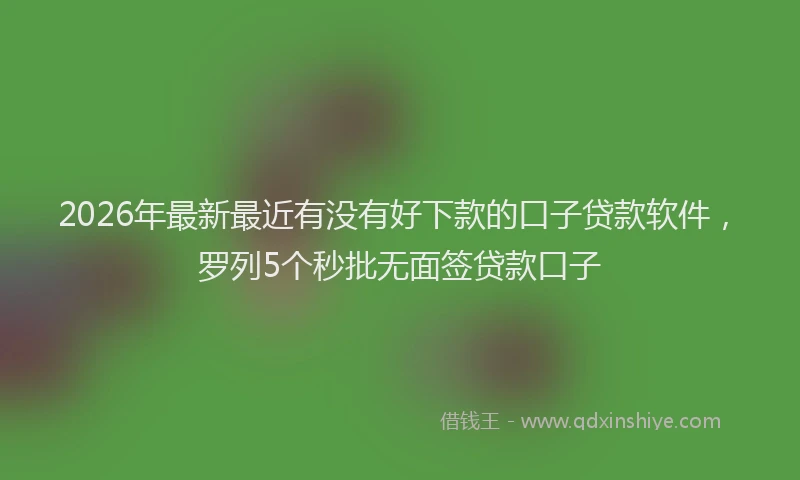 2026年最新最近有没有好下款的口子贷款软件，罗列5个秒批无面签贷款口子