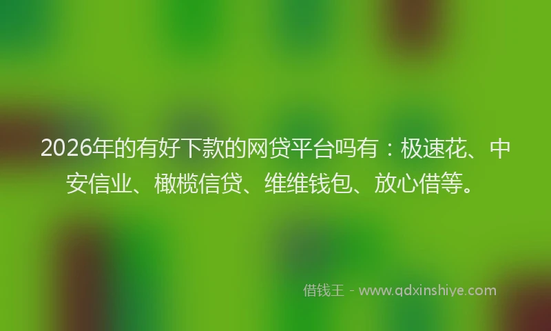 2026年的有好下款的网贷平台吗有：极速花、中安信业、橄榄信贷、维维钱包、放心借等。