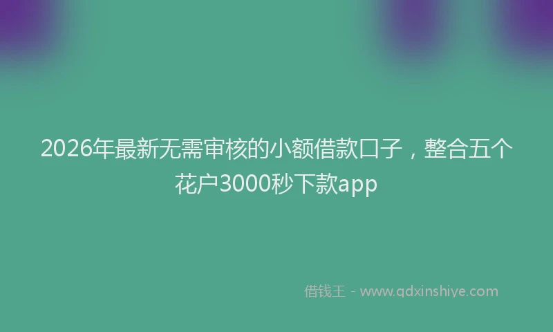 2026年最新无需审核的小额借款口子，整合五个花户3000秒下款app