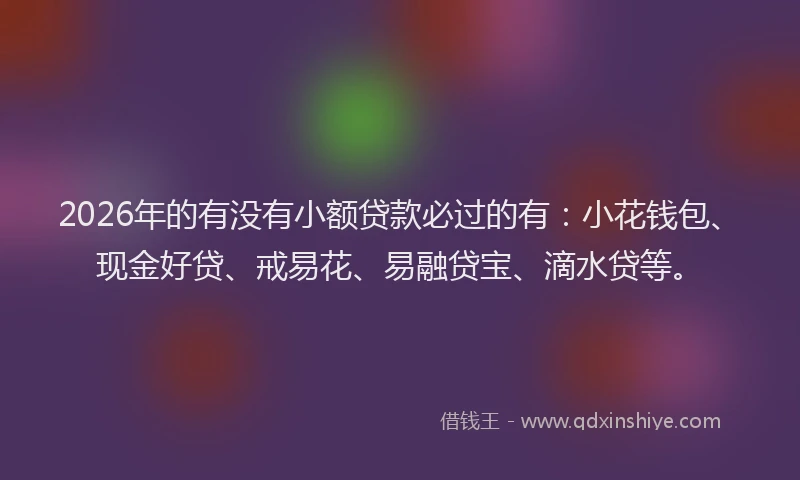 2026年的有没有小额贷款必过的有：小花钱包、现金好贷、戒易花、易融贷宝、滴水贷等。