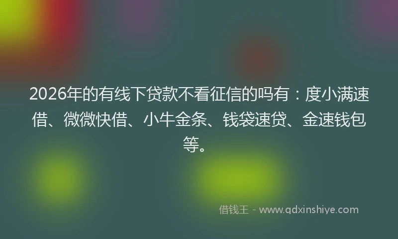2026年的有线下贷款不看征信的吗有：度小满速借、微微快借、小牛金条、钱袋速贷、金速钱包等。