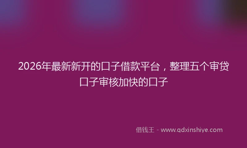 2026年最新新开的口子借款平台，整理五个审贷口子审核加快的口子