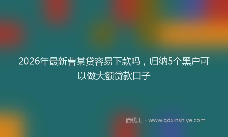 2026年最新曹某贷容易下款吗，归纳5个黑户可以做大额贷款口子