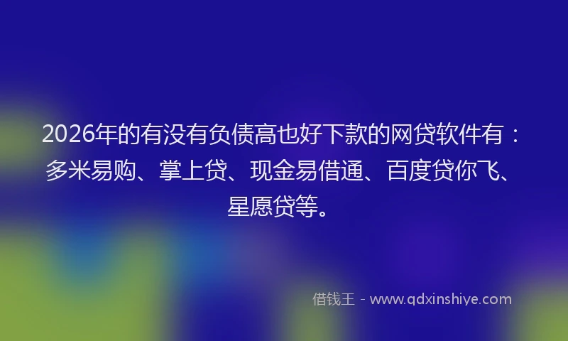 2026年的有没有负债高也好下款的网贷软件有：多米易购、掌上贷、现金易借通、百度贷你飞、星愿贷等。