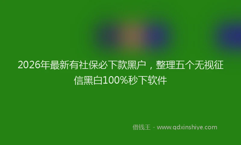 2026年最新有社保必下款黑户，整理五个无视征信黑白100%秒下软件